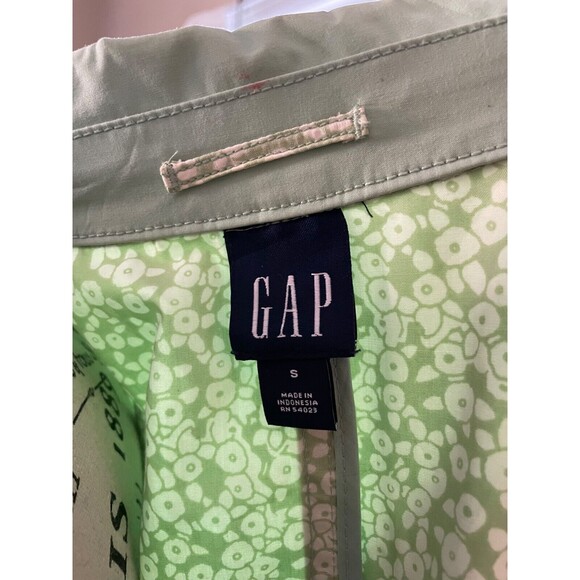 Vintage Y2K GAP Trench Coat A-line Straight Collared Sz Small Mint Green - Picture 8 of 8